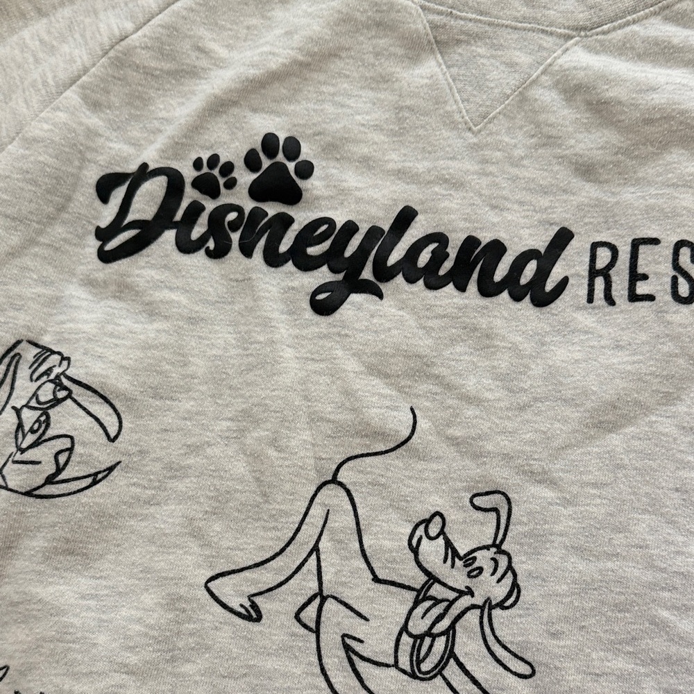 Disney Grey Disneyland Resort Puppy Sketch Sweatshirt Lightweight Small - Picture 3 of 5